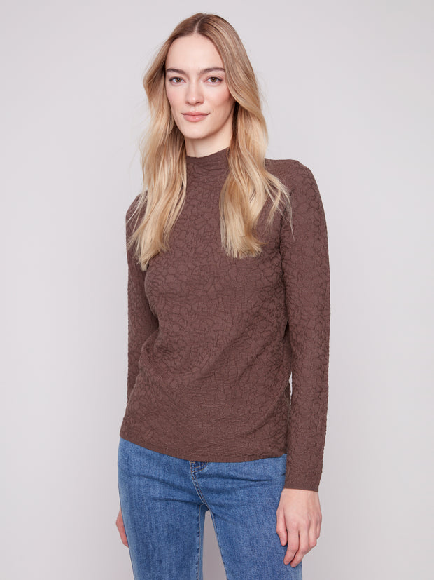 Textured Mock Neck Sweater