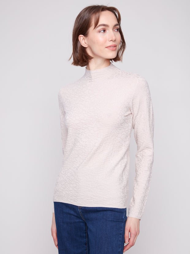 Textured Mock Neck Sweater