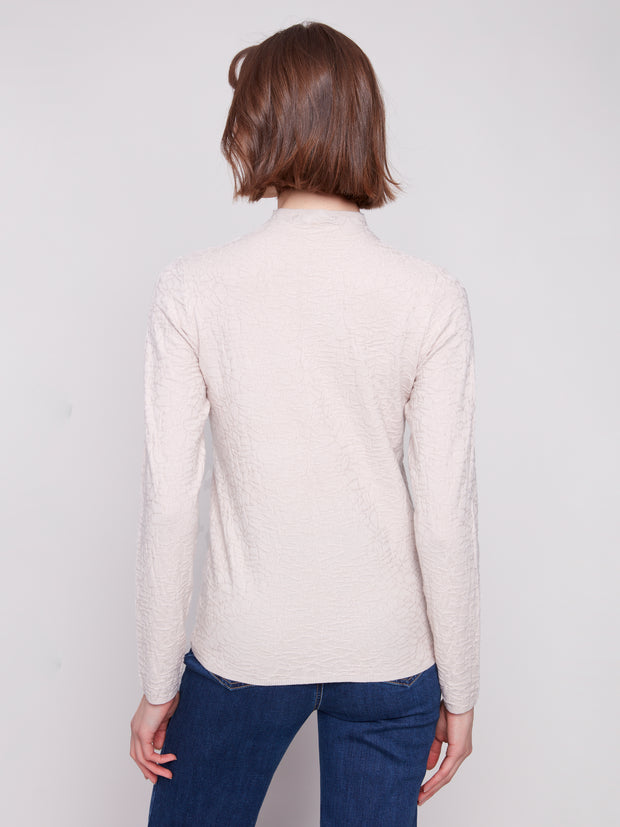 Textured Mock Neck Sweater
