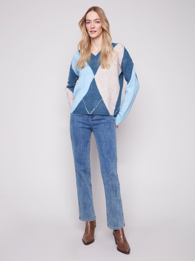 Argyle V-Neck Sweater