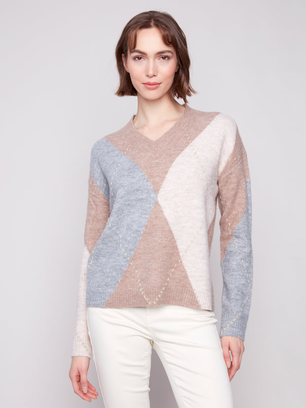 Argyle V-Neck Sweater