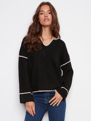 Trimmed V-Neck Sweater