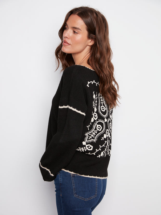 Trimmed V-Neck Sweater