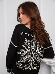Trimmed V-Neck Sweater