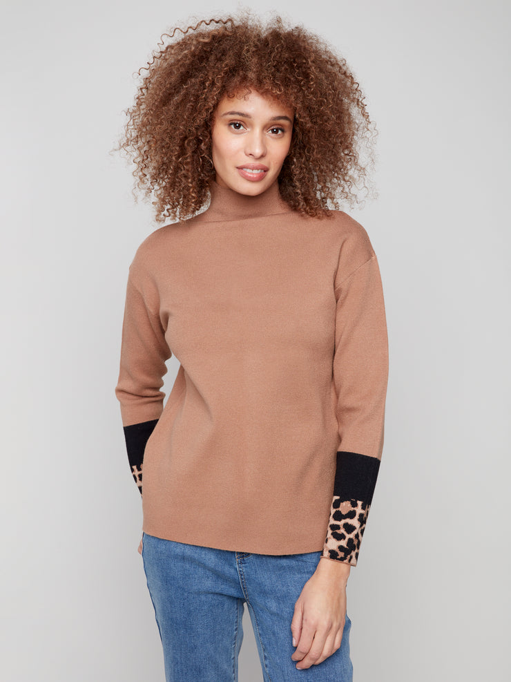 Mock Neck Sleeve Detail Sweater