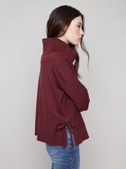 Cowl Neck Chevron Side Bow Sweater