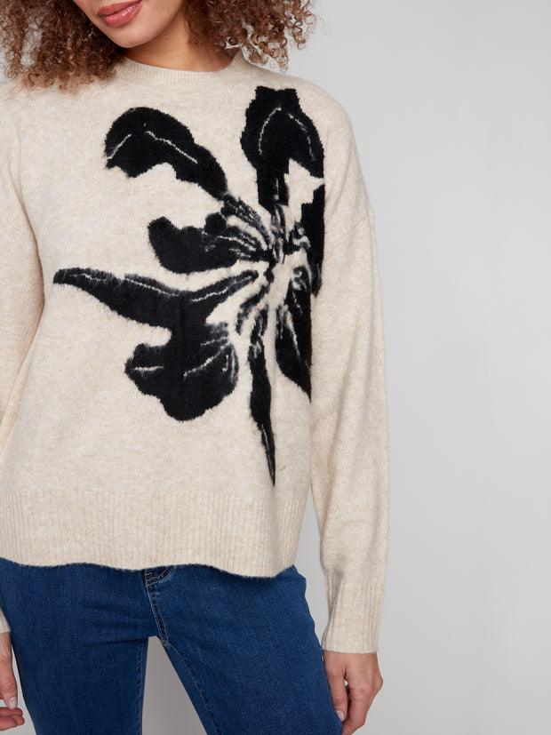 Jacquard Flower Design Sweater