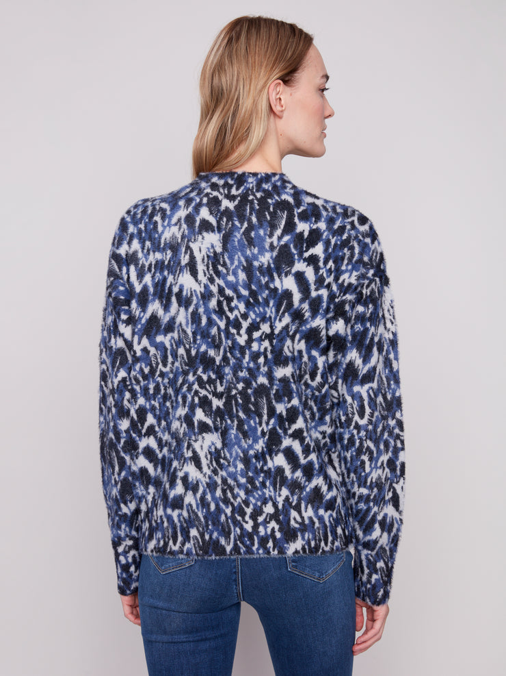 Mock Neck Print Sweater