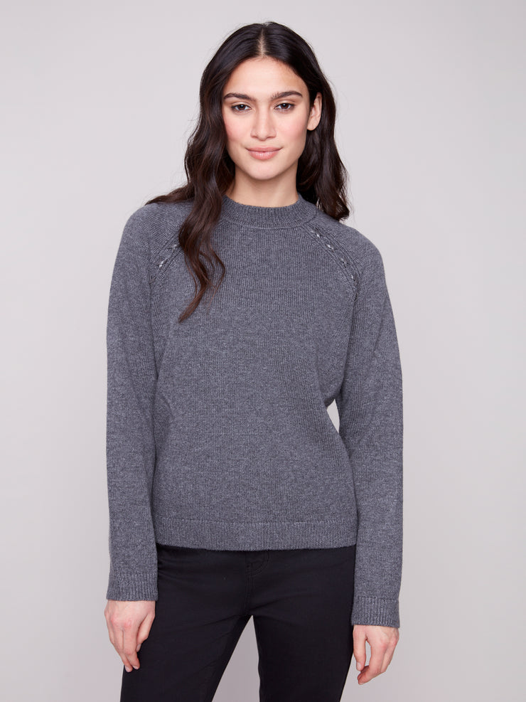 Faux Leather Stitch Sweater