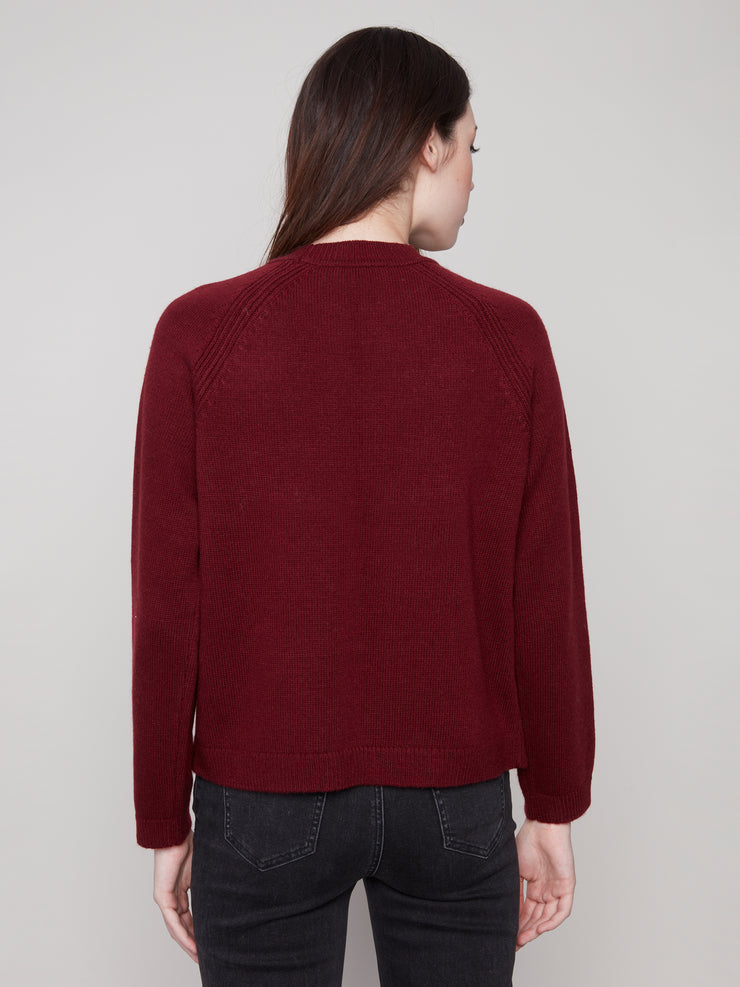 Faux Leather Stitch Sweater