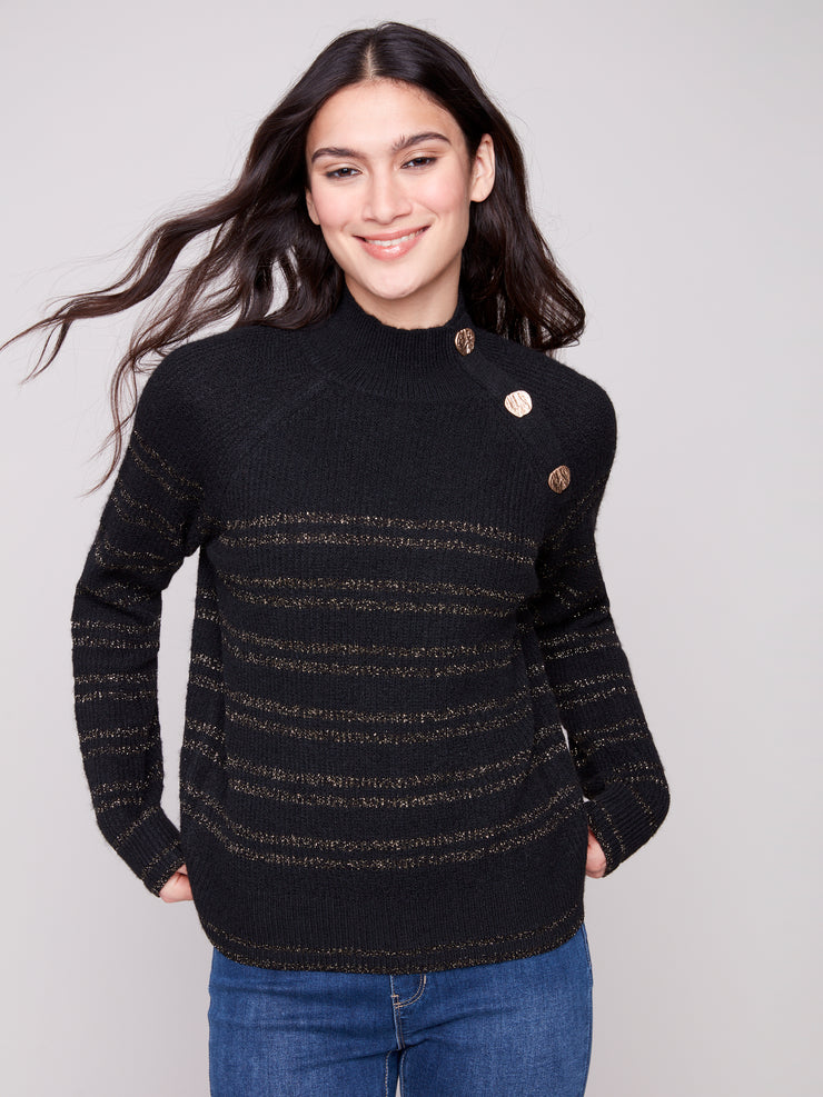 Silver Thread Strip Sweater