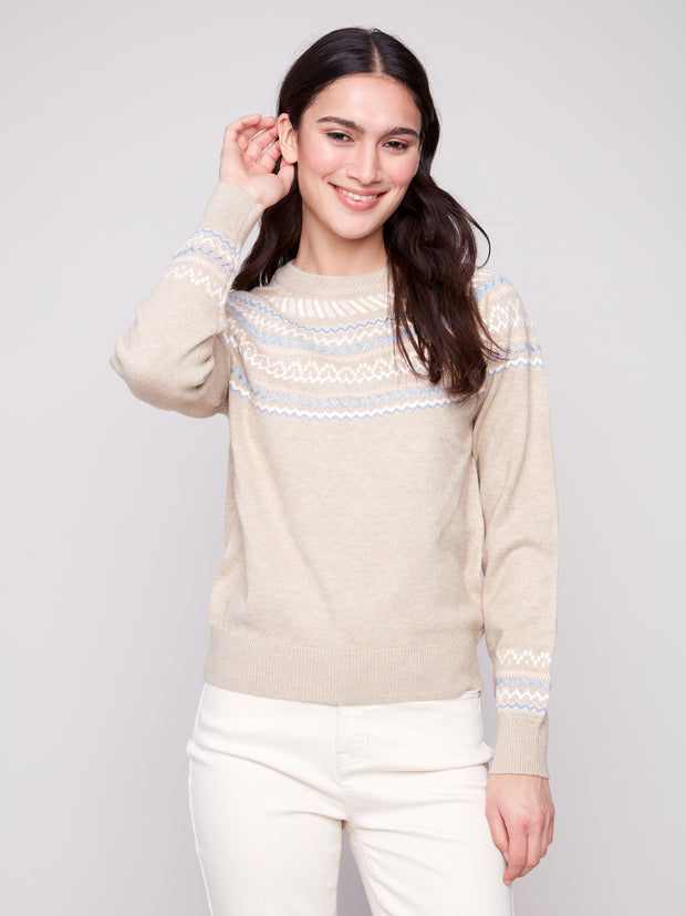 Raglan Sleeve Jacquard Sweater