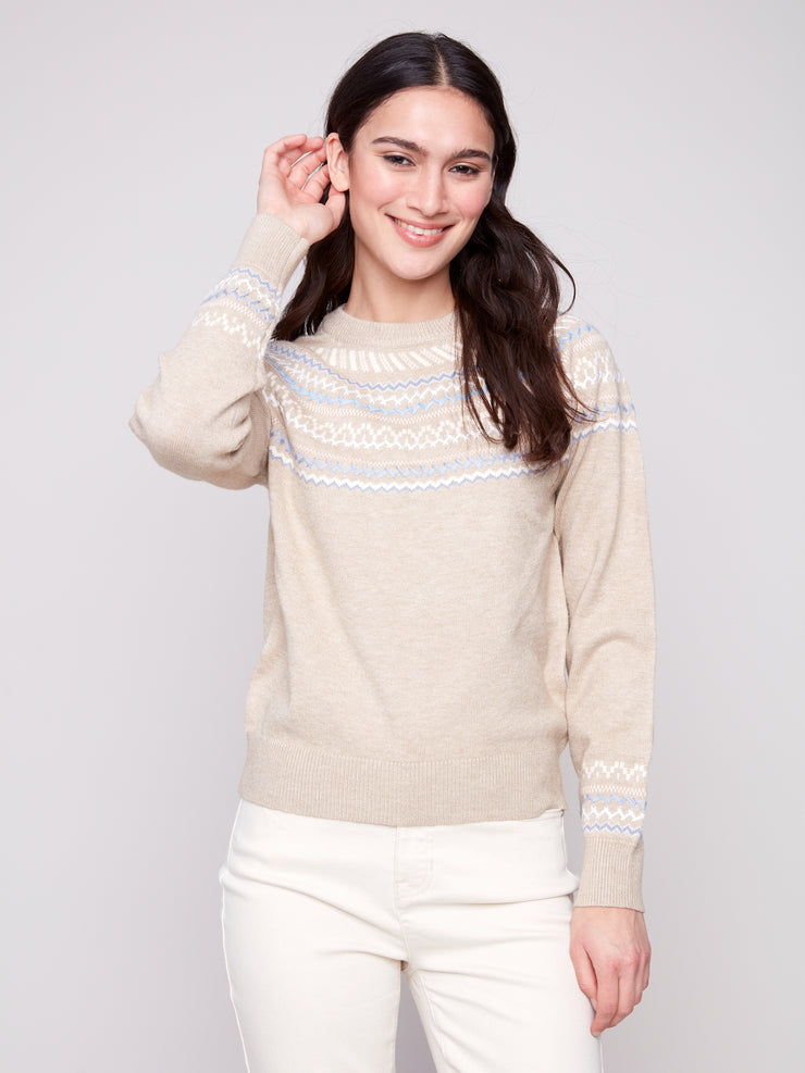 Raglan Sleeve Jacquard Sweater