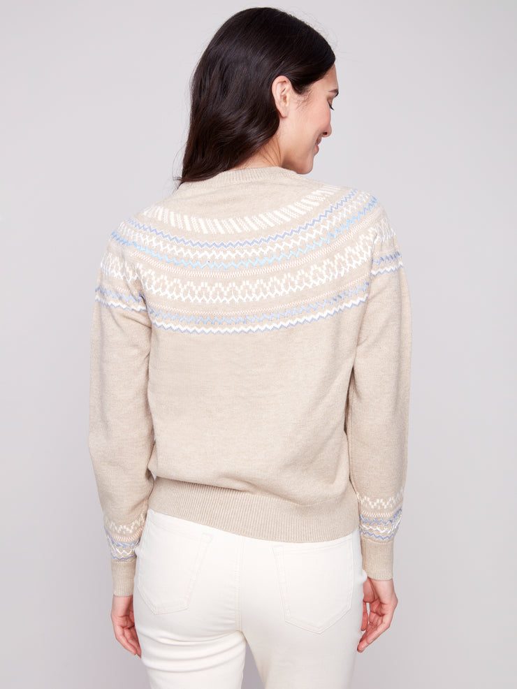 Raglan Sleeve Jacquard Sweater