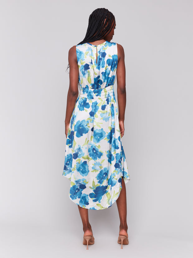 Printed Sleeveless Satin Dress