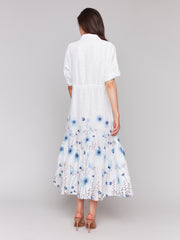 Linen Floral Ruffle Dress