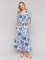 Printed Eyelet Maxi Dress