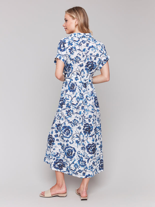 Printed Eyelet Maxi Dress