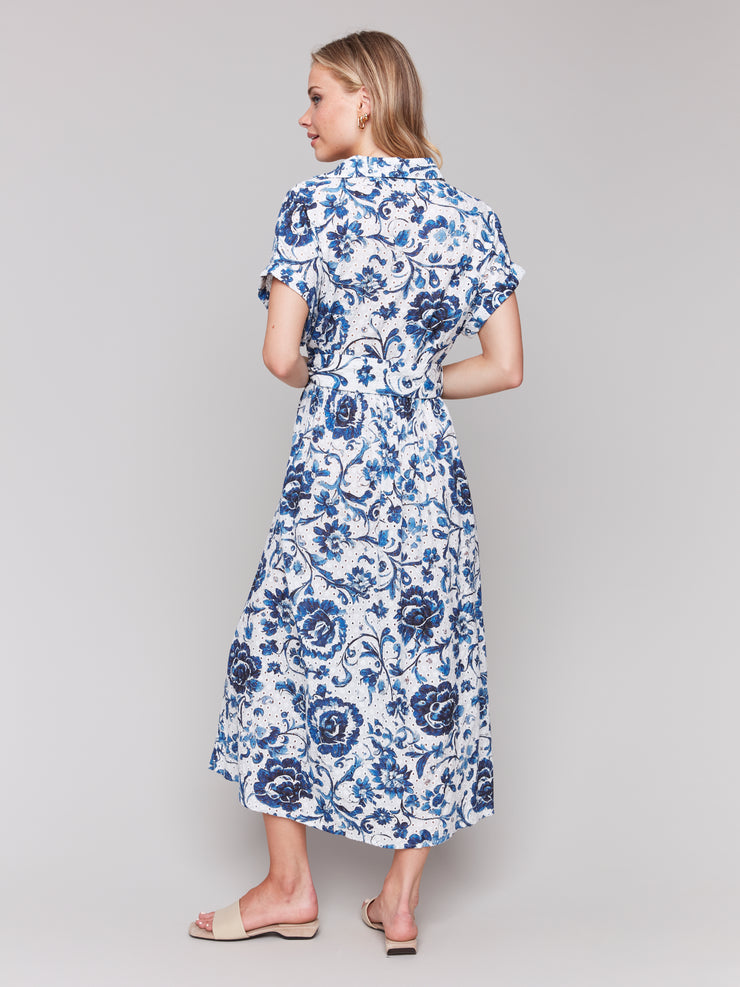 Printed Eyelet Maxi Dress