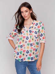 Daisy Roll-Up Sleeve Blouse