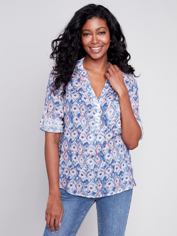 Roll-Up Sleeve Blouse