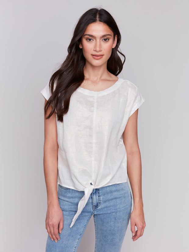 Round Neck Front Tie Top