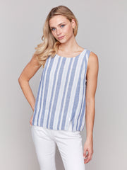 Sleeveless Linen Stripe Tank