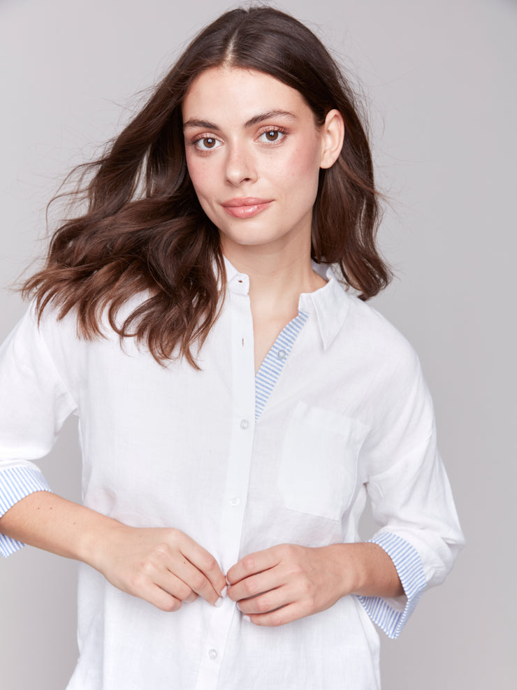 3/4 Sleeve Button Down Shirt