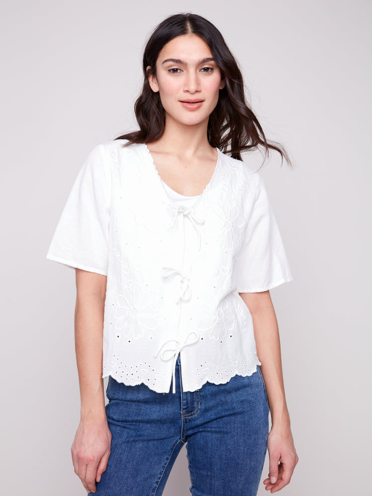 Front Tie Scalloped Top