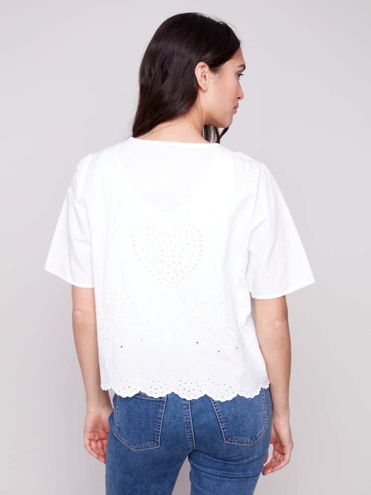 Front Tie Scalloped Top