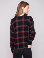 Front Knot Plaid Shirt