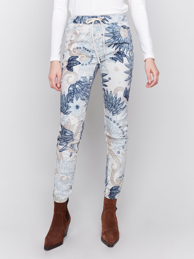 Printed Crinkle Suede Jogger