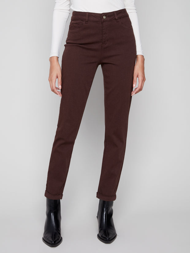Cuffed Hem Slim Jeans