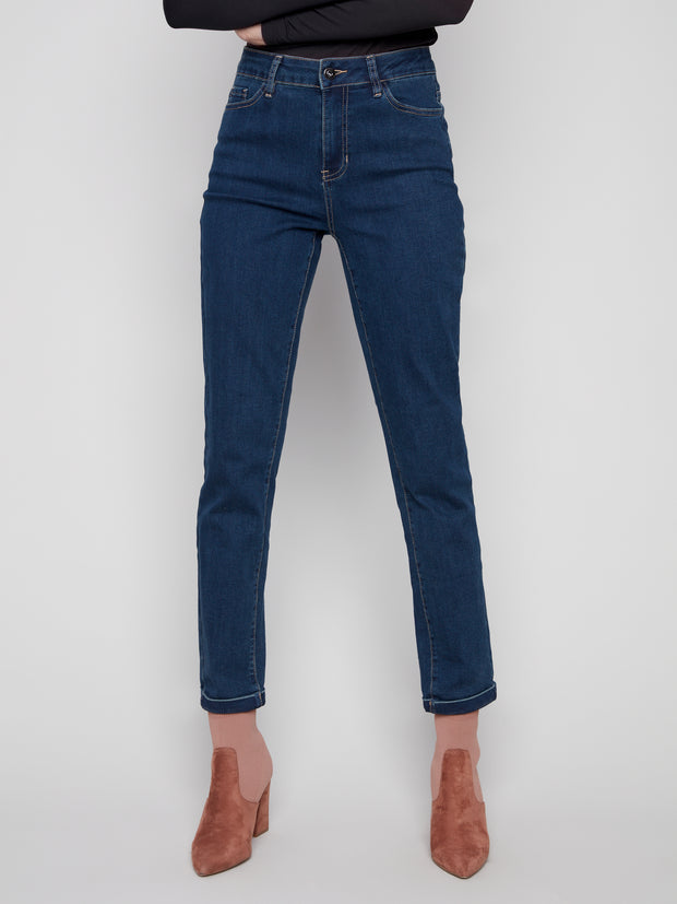 Cuffed Hem Slim Jeans