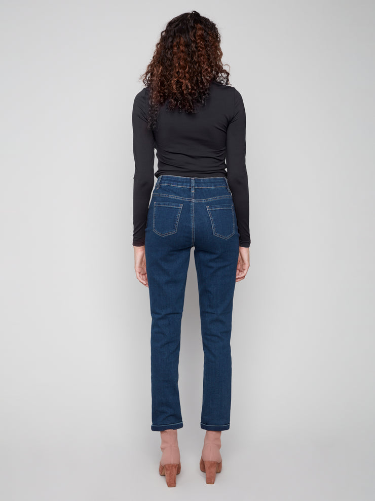 Cuffed Hem Slim Jeans
