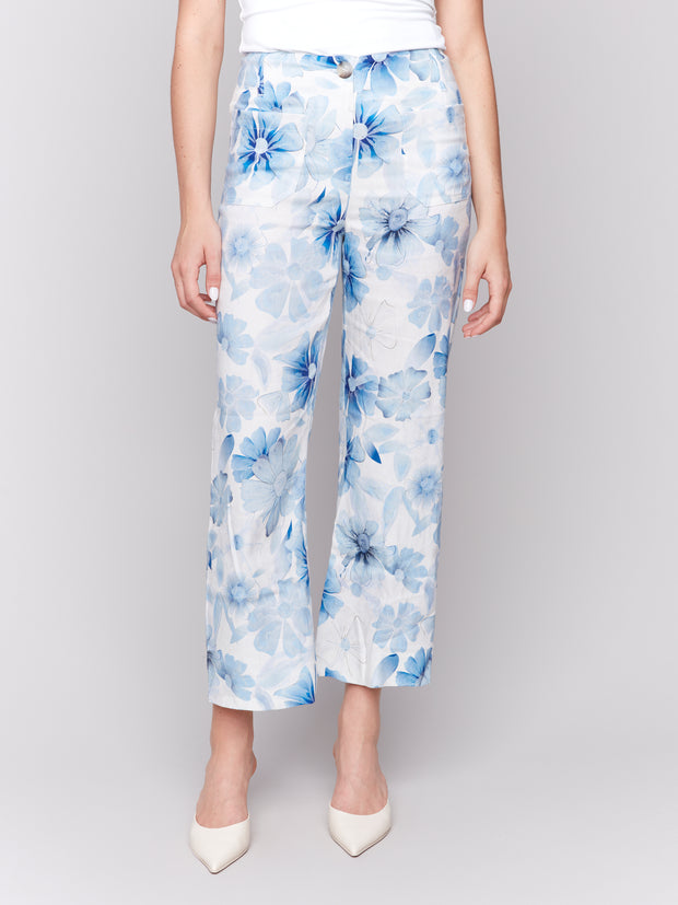 Printed Crop Straight Leg Pant