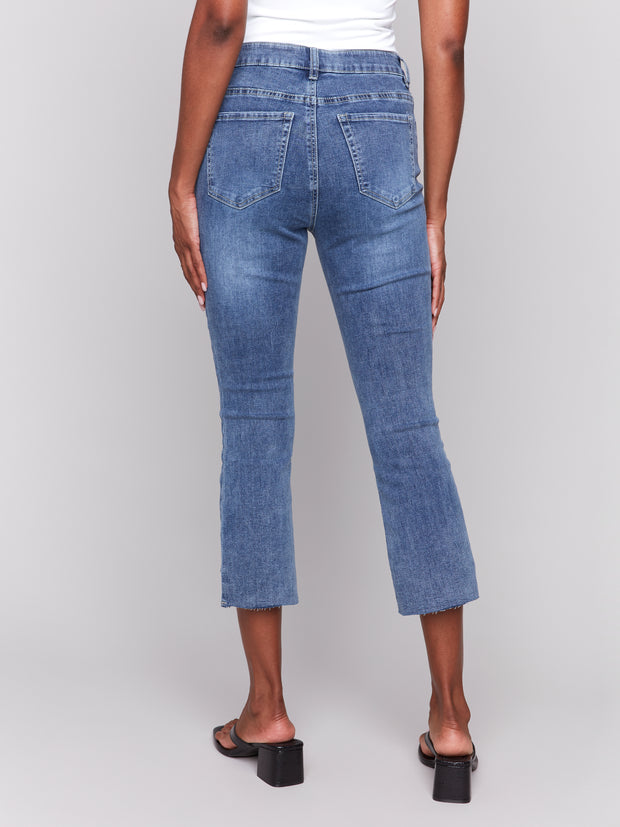 Straight Leg Raw Edge Jeans