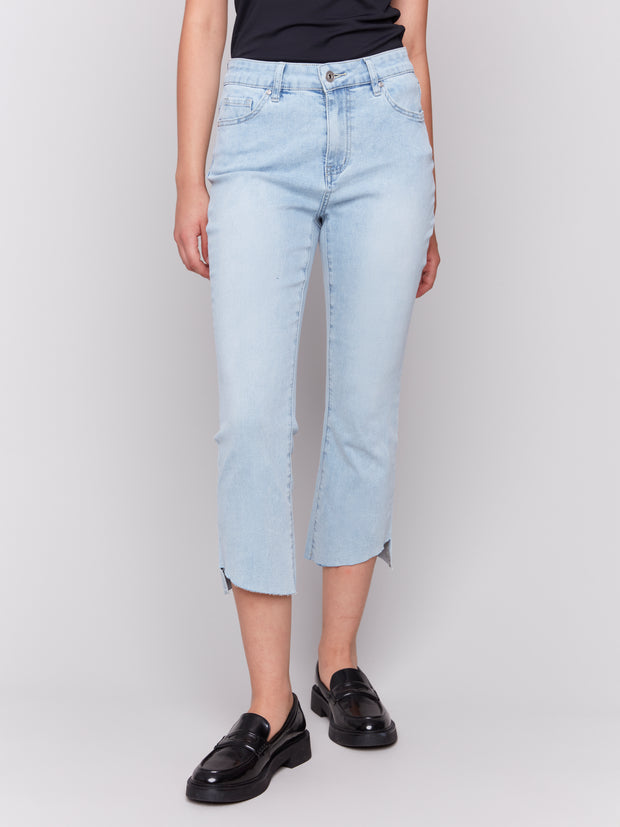 Cropped Straight Raw Edge Jeans