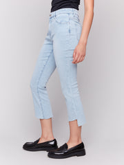 Cropped Straight Raw Edge Jeans