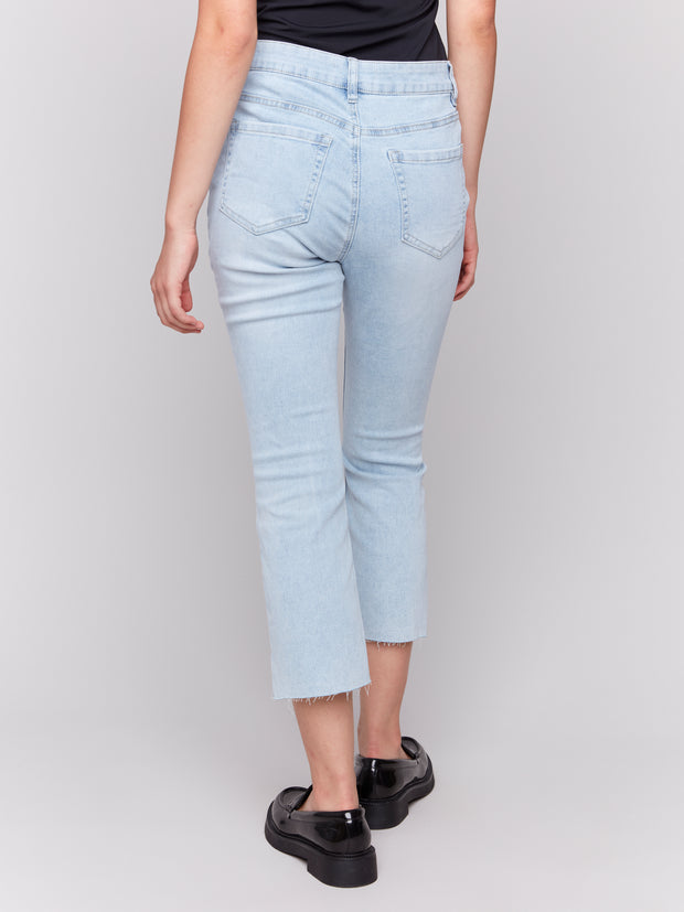 Cropped Straight Raw Edge Jeans