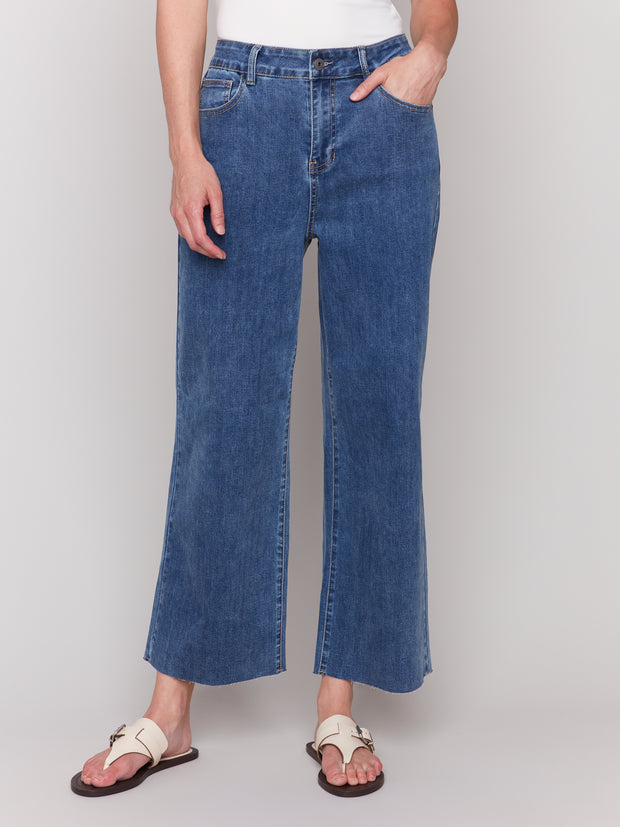 Wide Leg Raw Edge Jeans