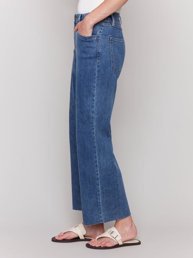 Wide Leg Raw Edge Jeans