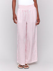 Striped Pull On Linen Pant