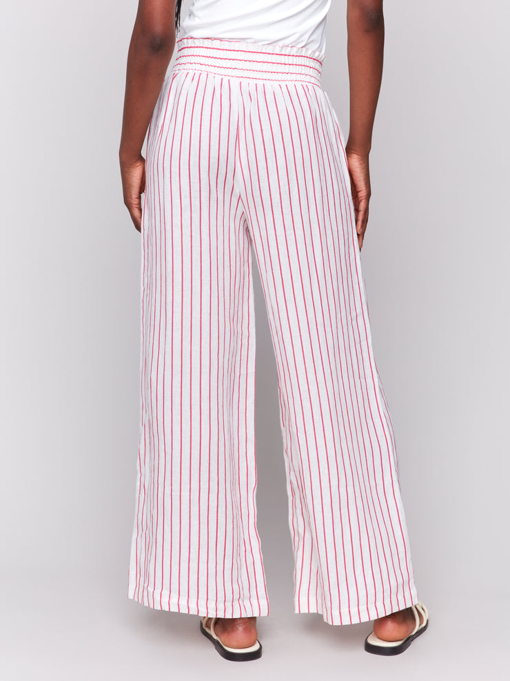 Striped Pull On Linen Pant