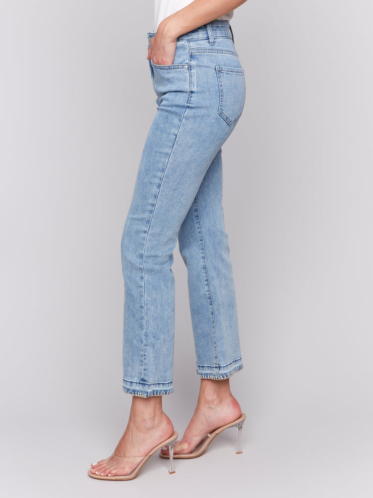 Flared Leg Detailed Hem Jeans