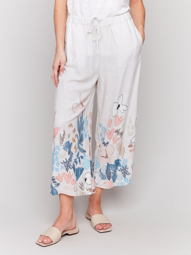 Border Print Pull On Pant