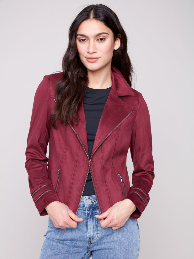 Faux Suede Moto Jacket