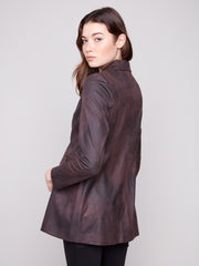 Long Faux Suede Zip Jacket