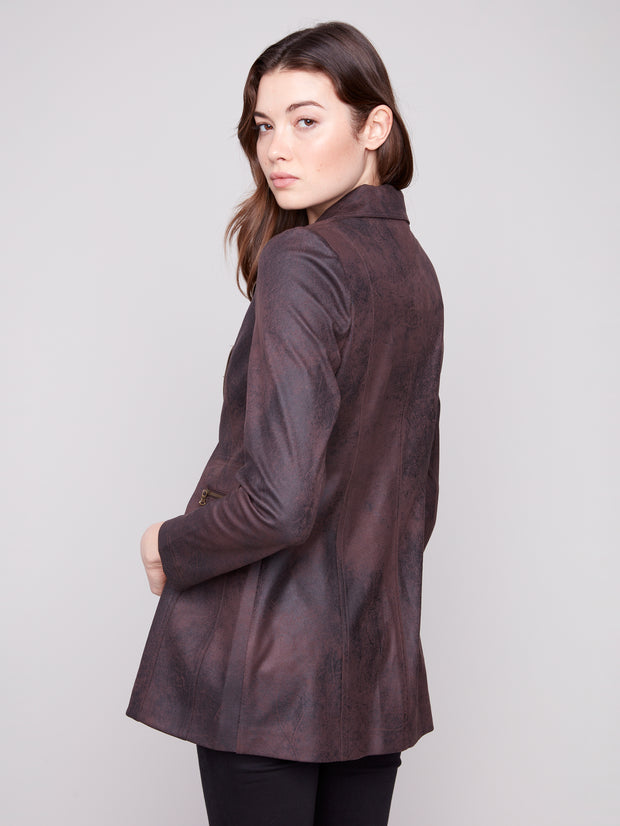 Long Faux Suede Zip Jacket