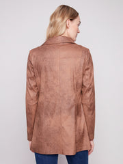 Long Faux Suede Zip Jacket